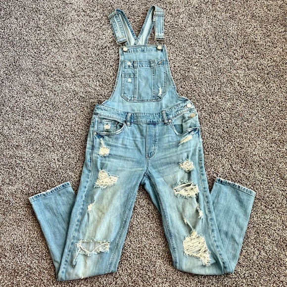 Garage Distressed Denim Overalls - Picture 7 of 8